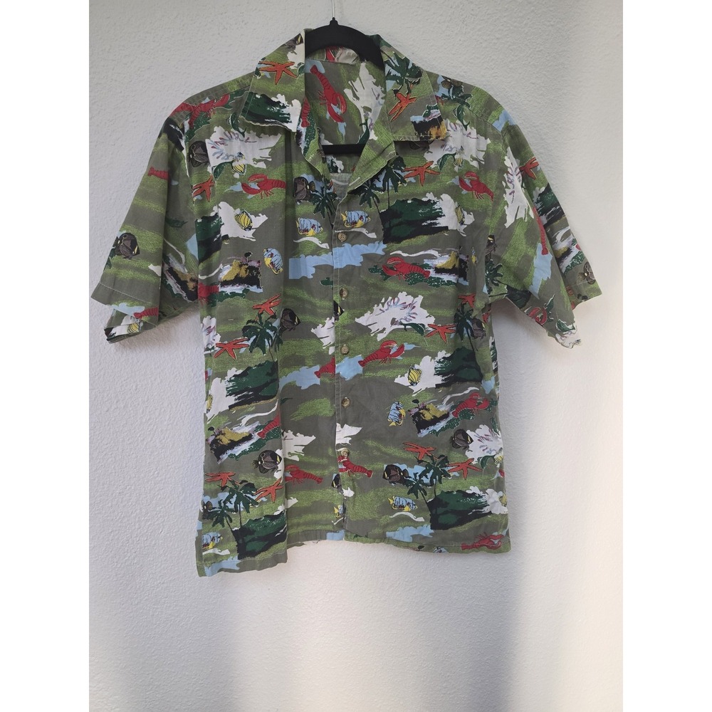 Green Collared Marine Life Graphic T-Shirt Short Sleeve Retro Ocean Tee Top